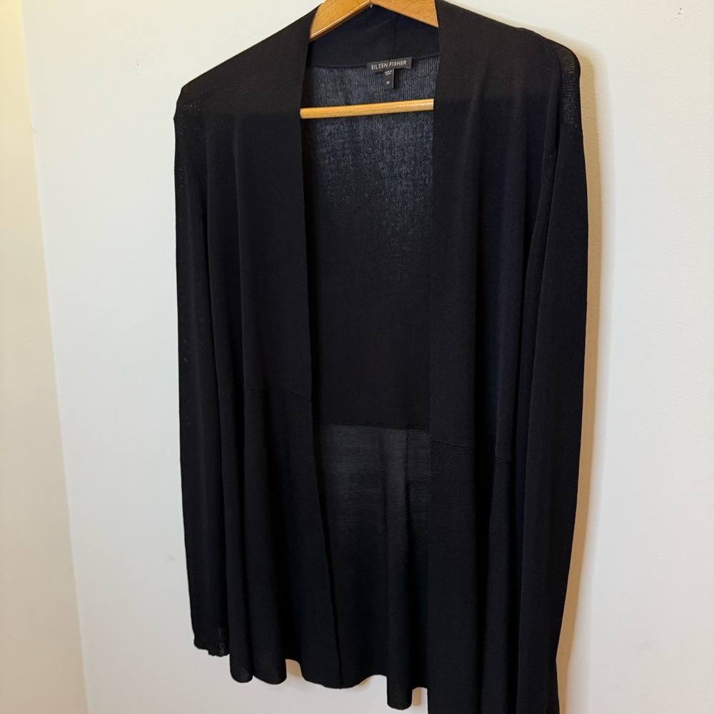 Eileen Fisher Black Open-Front Cardigan